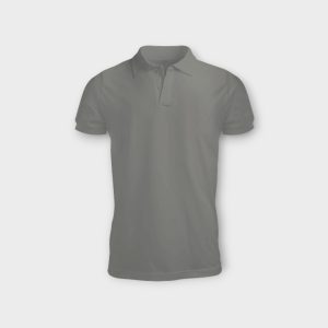 Polo Yaka Gri Tişört - Pike Kumaş, %100 Pamuk